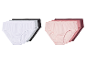 Twee sets damesonderbroeken in verschillende kleuren.