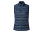 Een donkerblauwe, gewatteerde vest