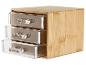 Bamboe bureau-organizer met drie transparante acryl lades