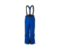 Blauwe skibroek met zwarte bretels, ideaal voor wintersport.