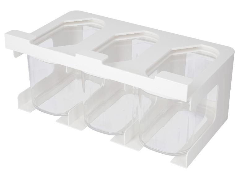 Witte koelkastorganizer met drie transparante bakjes