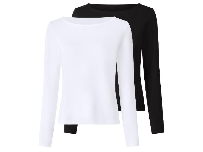 Twee dames longsleeves, één wit en één zwart.