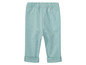 Baby blauwe broek met gevouwen boorden.