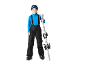 Jongen in skipak met ski's