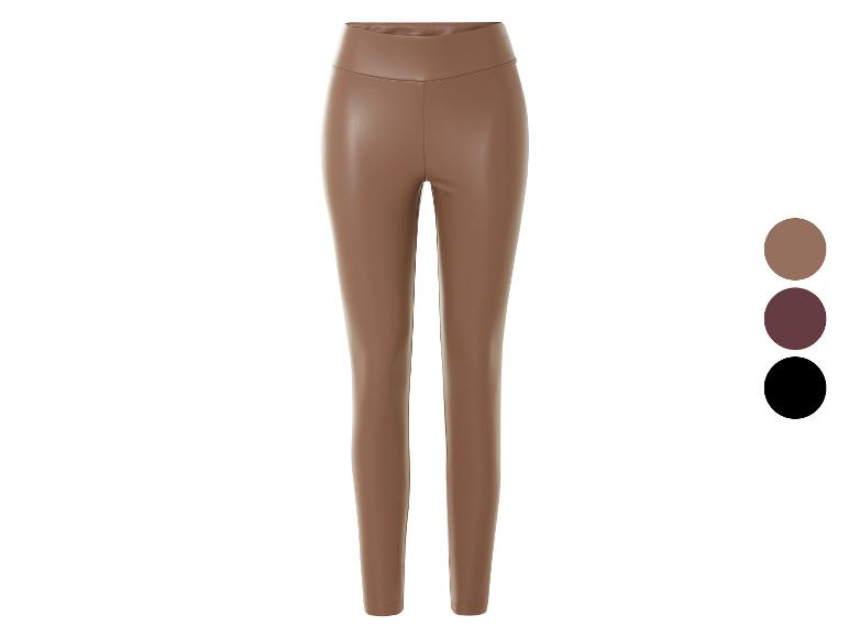 Bruine leren leggings voor dames.