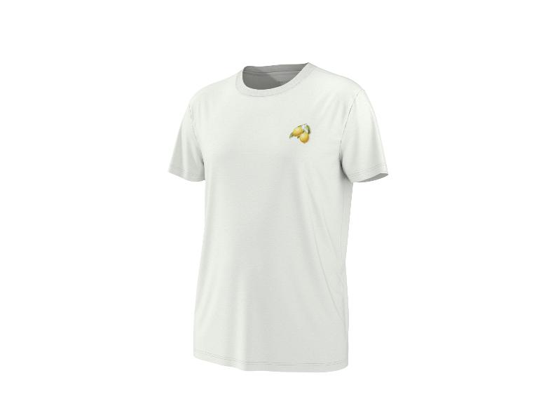 Wit T-shirt met een print van twee citroenen met bladeren op de linkerborst.