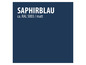 Een donkerblauwe kleurstaal met de naam 'Saphirblau' en RAL-kleurnummer 5003.