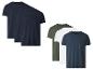 Pakketten katoenen T-shirts met korte mouwen in marineblauw, olijfgroen en wit.
