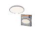 Ronde plafondlamp en de verpakking met specificaties zoals 2700 lm, 24 W, 3000 K.