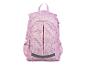 Roze rugzak met print, perfect voor school.