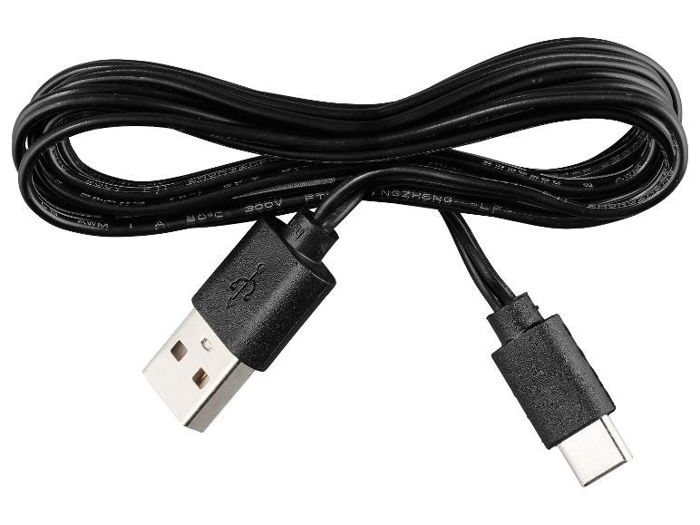 Zwarte USB-A naar USB-C oplaadkabel, opgerold
