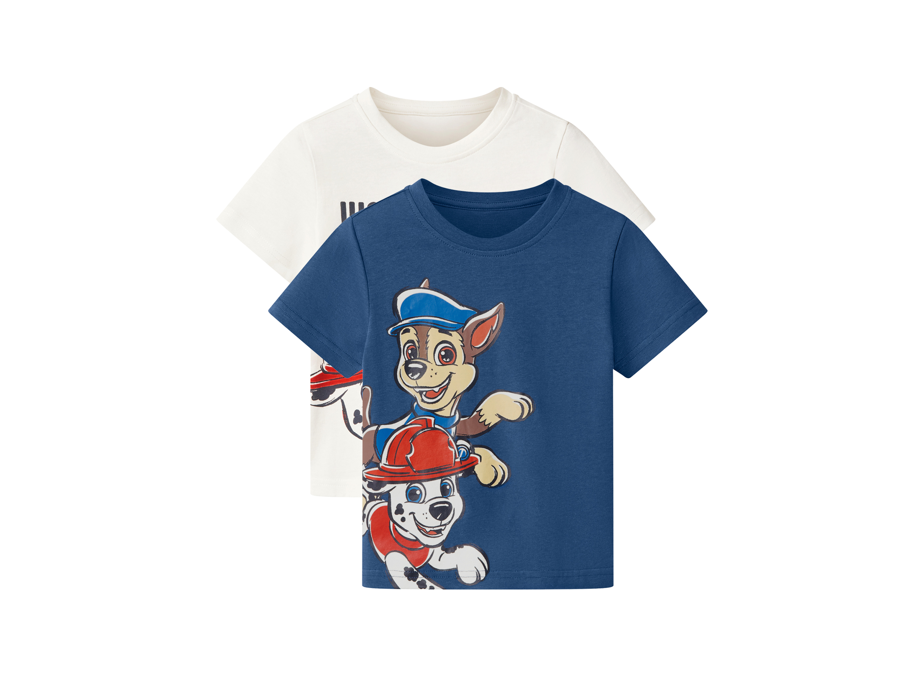 Set van 2 kinder T-shirts Paw Patrol (Wit/donkerblauw, 98/104)