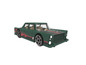 Een groene Hot Wheels auto met vlammen en een zwart-wit streepontwerp.