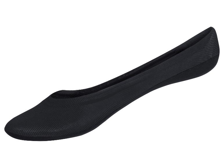 Een paar zwarte, geribbelde onzichtbare sokken.