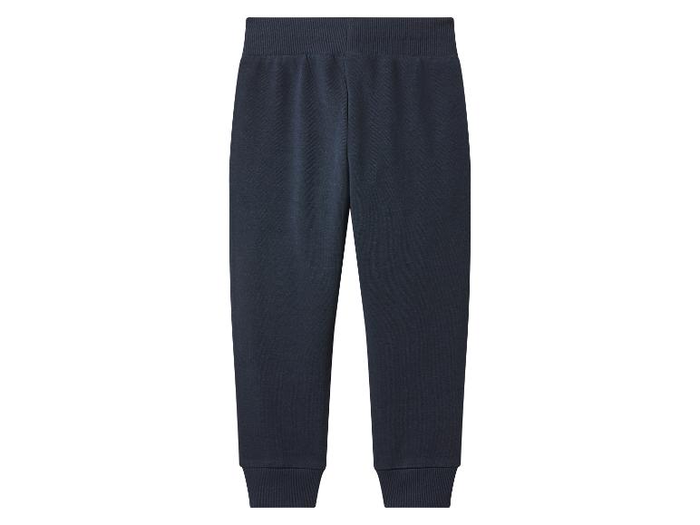 Donkerblauwe joggingbroek met geribbelde tailleband en manchetten.