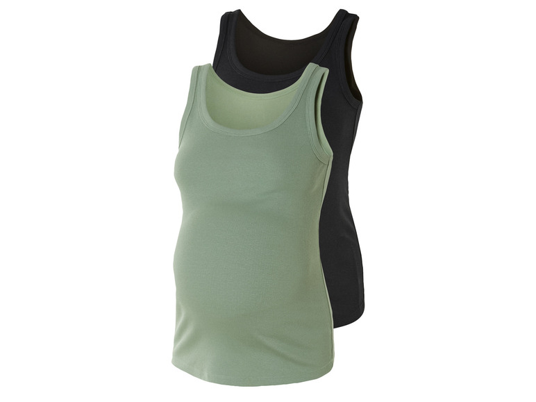 Twee tanktops, een groene en een zwarte.