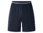 Donkerblauwe herenshort met gestreepte elastische tailleband.