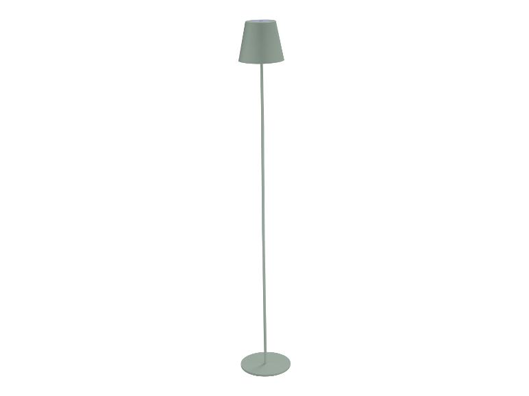 Lichtgroene design staande lamp met kegelvormige lampenkap.