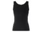 Een zwart, mouwloos shirt voor dames.