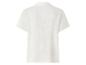 Witte mousseline damesblouse met korte mouwen, achterkant.