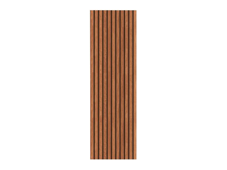 Bruin verticaal houten lattenpaneel op een witte achtergrond