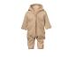 Beige baby jumpsuit met capuchon en ritssluiting