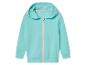 Turquoise kinder hoodie met rits.