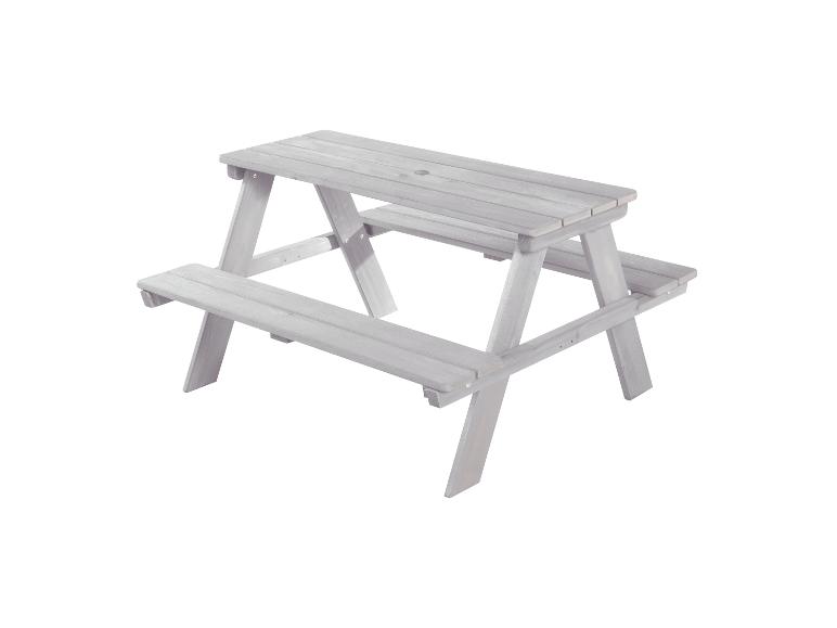 Lichtgrijze houten picknicktafel