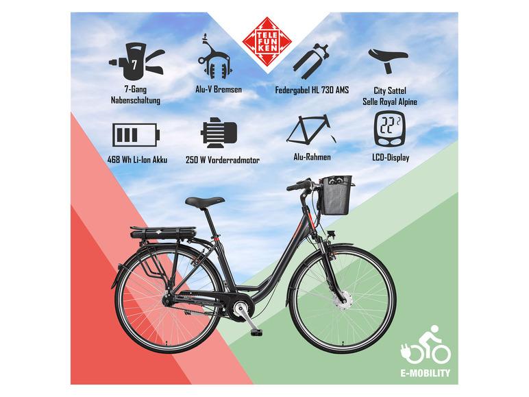 Ga naar volledige schermweergave: TELEFUNKEN E-bike Citybike 28" - afbeelding 15