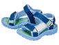 Blauwe kindersportsandalen met groene en witte details