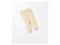 Beige baby leggings van ribgebreid materiaal op een witte achtergrond.