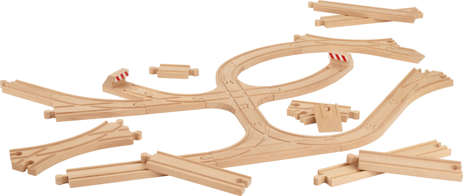 Houten treinbaan met wissels van Lupilu