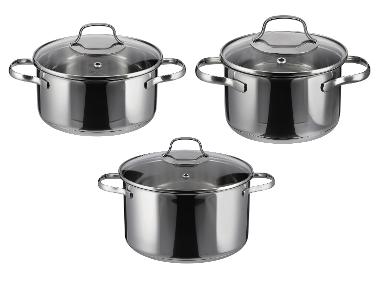 SILVERCREST® Set van 3 RVS kookpannen