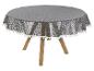 Grijze ronde tafelkleed met franjes, bohemian stijl.