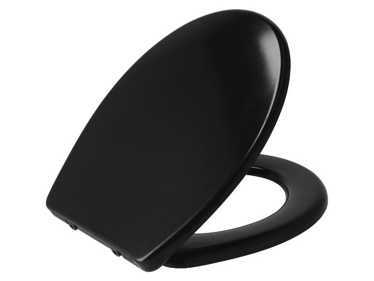 Een zwart toiletbril.