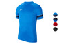 Blauw Nike shirt met witte swoosh en zwarte accenten