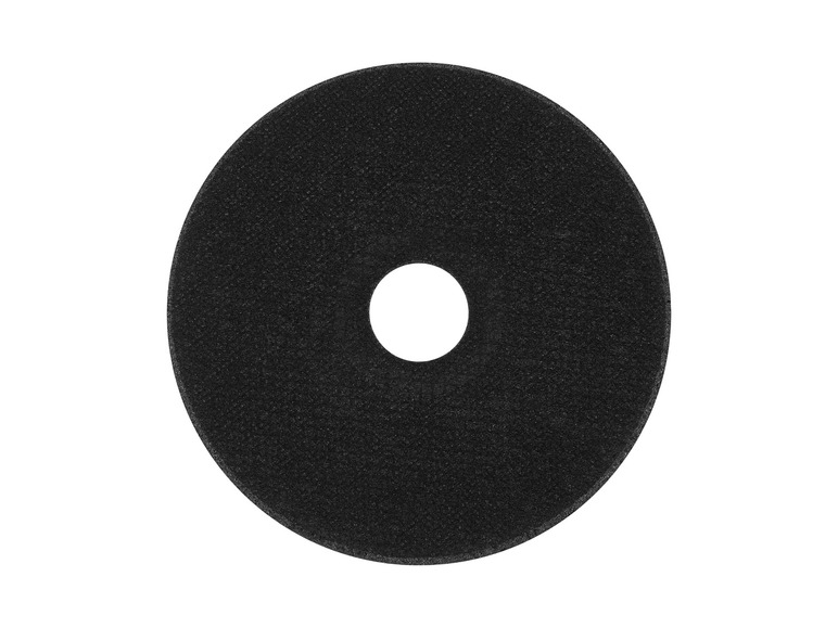 Een ronde, zwarte schuurpad met een gat in het midden.