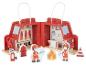 Houten brandweer speelset met kazerne en figuren