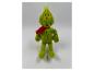 Groene Grinch knuffel met rode sjaal en microfoon