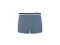 Blauwe boxershort voor heren met een zwart-wit gestreepte tailleband.