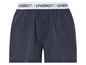 Donkerblauwe boxershorts van Livergy met een elastische band.