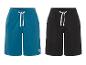 Donkerblauwe en zwarte jogging shorts met trekkoord.