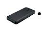 Zwarte powerbank met USB-poorten en oplaadindicatoren.