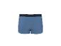 Blauwe boxershort met zwarte elastische tailleband, achteraanzicht.