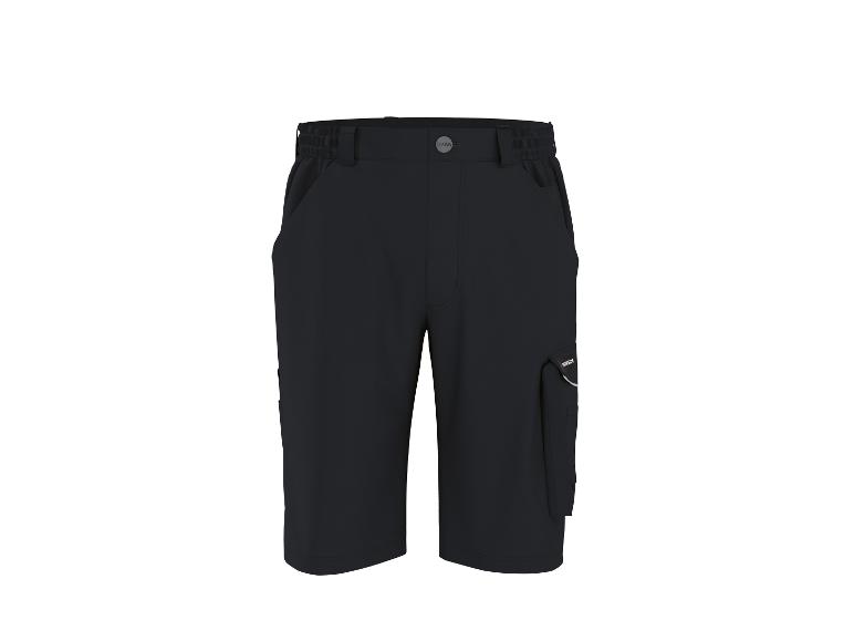 Zwarte Parkside werkshorts met zijzak en knoopsluiting.