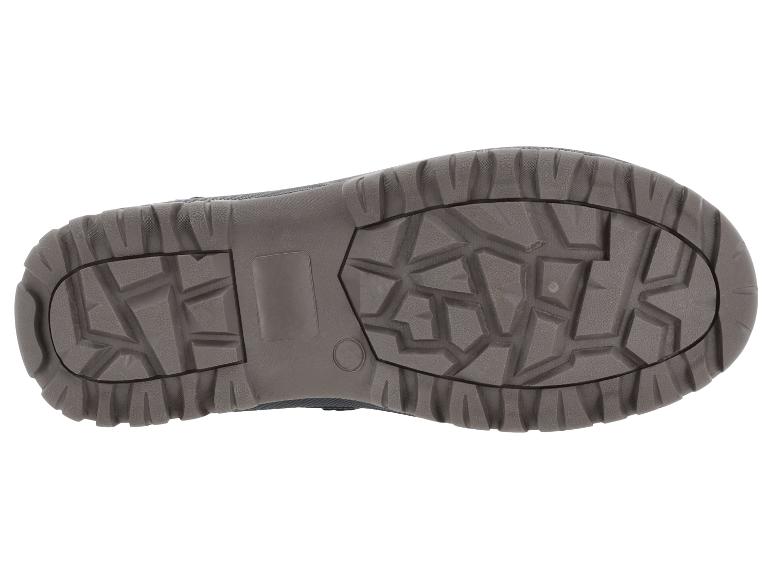 Zool van een grijze herenlaars met diep profiel voor betere grip.
