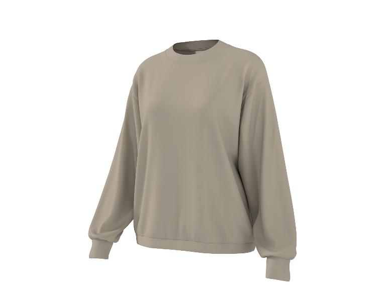 Een beige sweatshirt met lange mouwen en ronde hals.