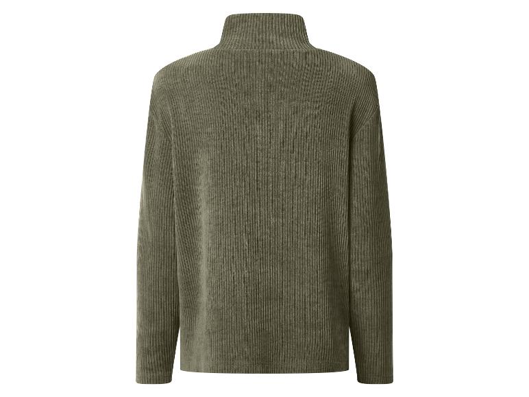 Achteraanzicht van een groene geribbelde coltrui voor heren