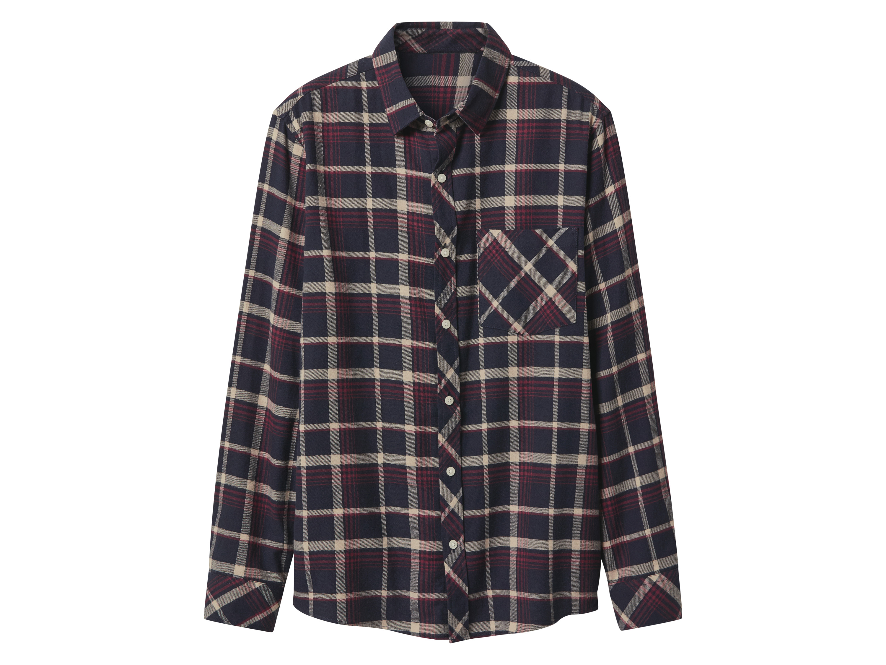 esmara Men Flanellen heren overhemd (Rood/blauw geruit, L)