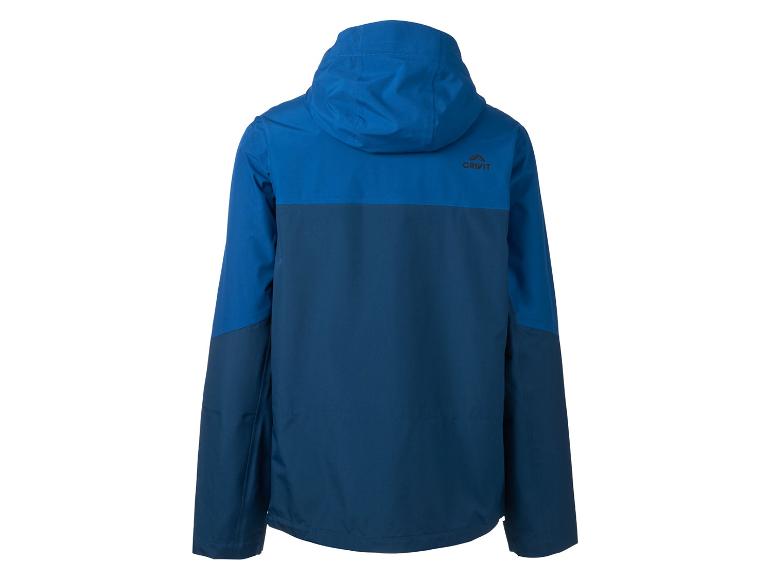 Crivit heren sportjack in twee blauwtinten met capuchon.